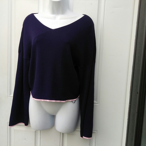 Top Shop Bell Sleeve Crop Sweater - Picture 1 of 6